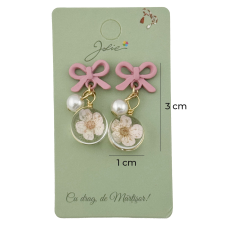 Cercei Dama de Primavara, Jolie, Model Floare in Glob, Eleganti si Moderni, 3 x 1 cm per unitate, Roz [2]