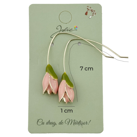 Cercei Dama de Primavara, Jolie, Model Flori Lalele, Eleganti si Moderni, 7 x 1 cm per unitate, Roz [3]