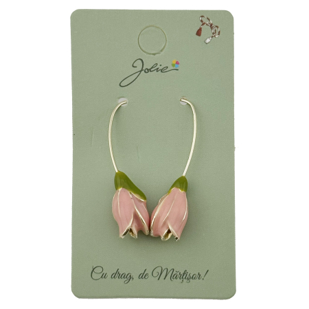 Cercei Dama de Primavara, Jolie, Model Flori Lalele, Eleganti si Moderni, 7 x 1 cm per unitate, Roz [1]