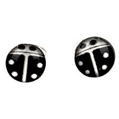 Bijuterii argint - Cercei Din Argint 925, Jolie Silver, Model Buburuză, Placaj Cu Rodiu, 0.38g