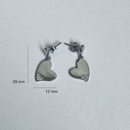 Cercei din Argint 925 Jolie Silver, Model Inimi cu Zirconii, 29 x 13 mm, 2.8 g [3]