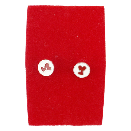 Bijuterii argint - Cercei pentru Copii Argint 925, Jolie, Model Inimioare Rosii, cu Email Colorat, 1.37 g, Argintiu/Alb