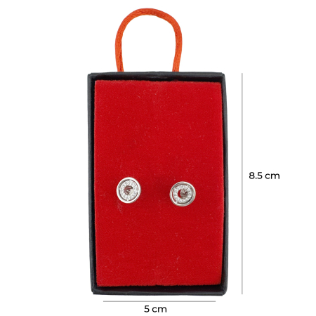 Cercei pentru Dama Argint 925, Jolie, Model Rotund Dublu cu Zirconii, 1.31 g, Argintiu [2]