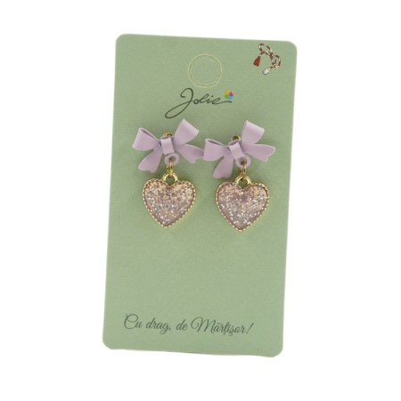 Bijuterii argint - Cercei Primavara Inimioare cu Fundita