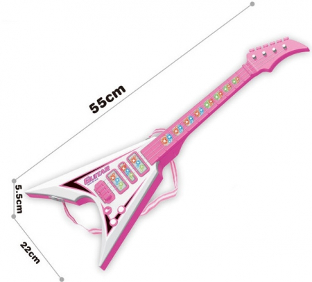 Chitara electrica din plastic pentru copii, 55 cm, 2+ ani, Roz [1]