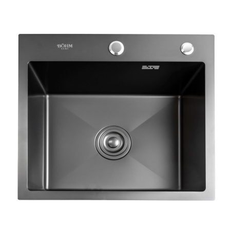 Chiuveta bucatarie BoHM BH5045BA, inox alimentar SUS304, 500 x 450 x 220 mm, finisaj Negru, sifon inclus [1]