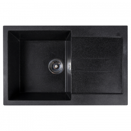 Chiuveta compozit dreptunghiulara neagra cu picurator 770x495mm [0]