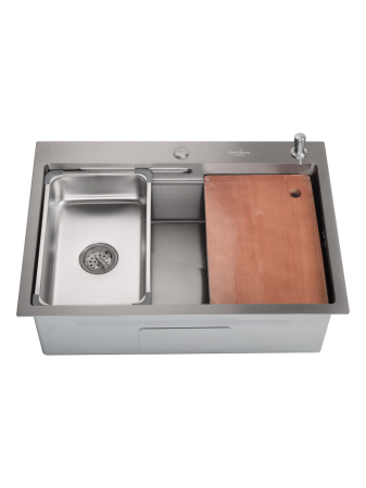 Pentru Casa si Camping - Chiuveta de bucatarie handmade Sandonna HD7050 cu tavita, tocator si dispenser de sapun incluse - Inox