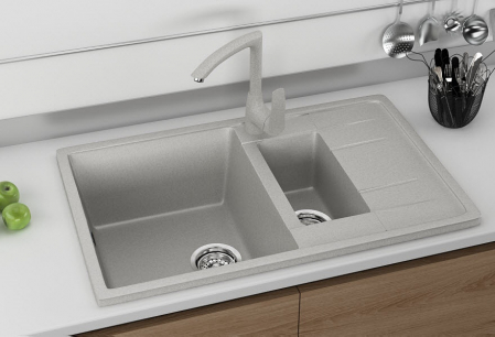 Chiuveta dreptunghiulara de bucatarie 2 cuve Ulgran U-205-310 Gri, 77 x 49.5 cm [1]