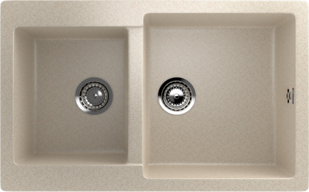Chiuveta dreptunghiulara de bucatarie 2 cuve Ulgran U-505-328 Bej, 77 x 50 cm [0]