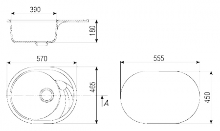 Chiuveta ovala de bucatarie Ulgran U-403-302 Nisip, 57 x 46.5 cm [3]