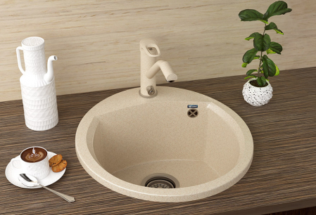 Chiuveta rotunda de bucatarie Ulgran U-407-341 Alb, 46 x 48 cm [1]