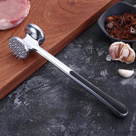 Ciocan pentru snitele si carne Flippy, din aliaj de zinc, maner antialunecare, doua capete, 22 cm, argintiu [8]