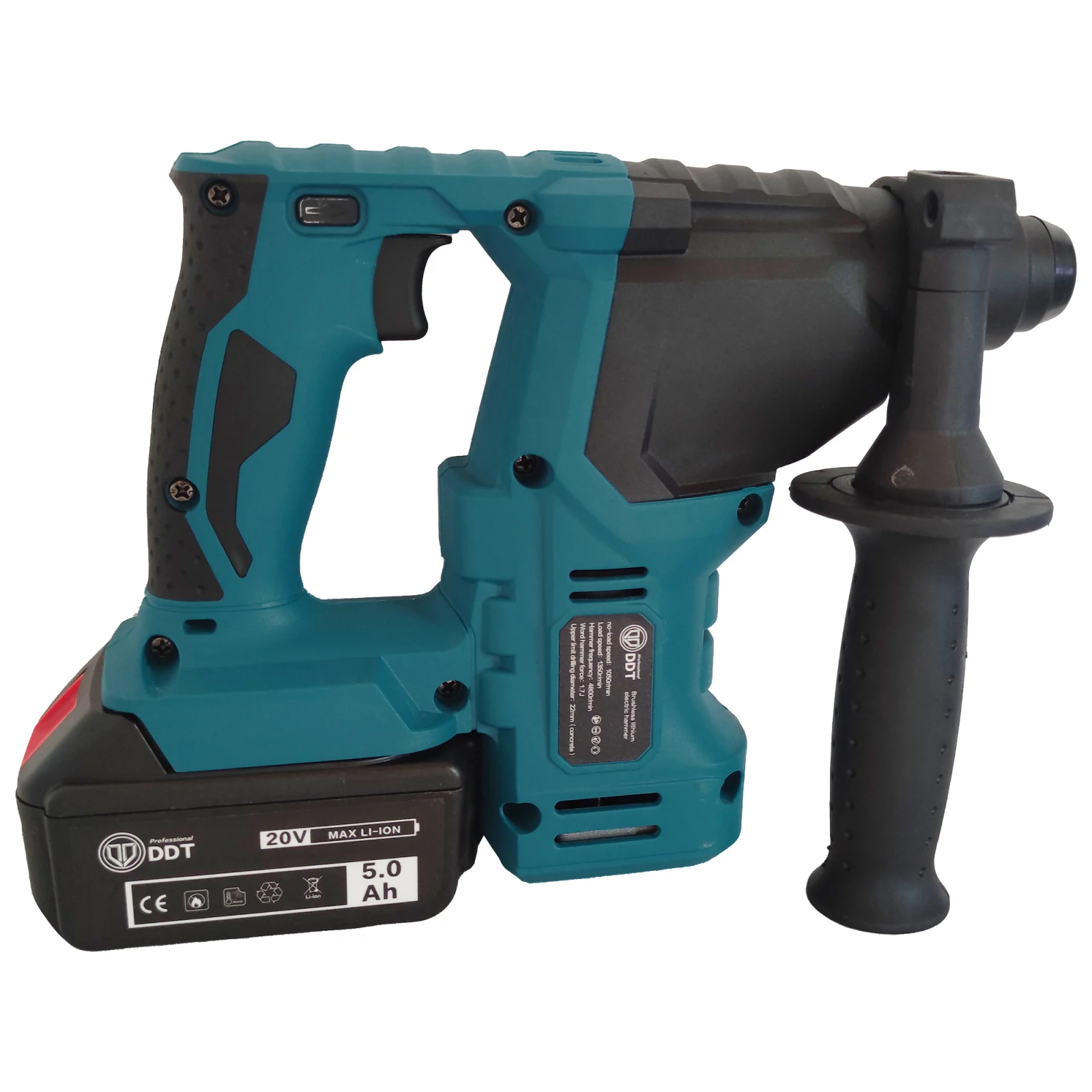 Ciocan rotopercutor cu acumulator , DDT-Brushless , 20 V , 5 Ah , 1350 Rpm , 4800 Bpm , 1.7 J , 22 mm , Albastru [3]