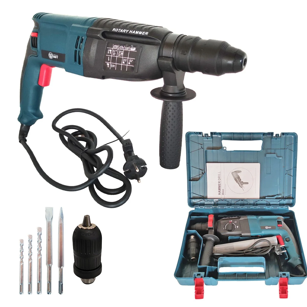 Ciocan rotopercutor electric cu 2 mandrine, DDT , 1100 W , 26 mm , 900 Rpm [3]