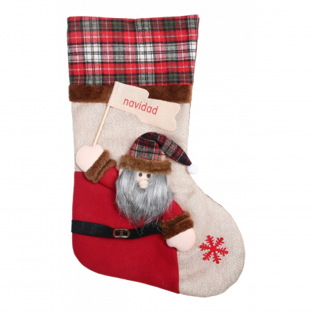 Pentru Casa si Camping - Ciorap Cadouri,Flippy,cu model Mos Craciun,crem, marimea 20x40 cm, textil, interior