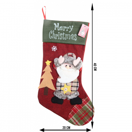 Ciorap Cadouri,Flippy, cu model Mos Craciun, rosu, marimea 20x40 cm, textil, interior [5]