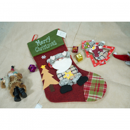 Ciorap Cadouri,Flippy, cu model Mos Craciun, rosu, marimea 20x40 cm, textil, interior [1]