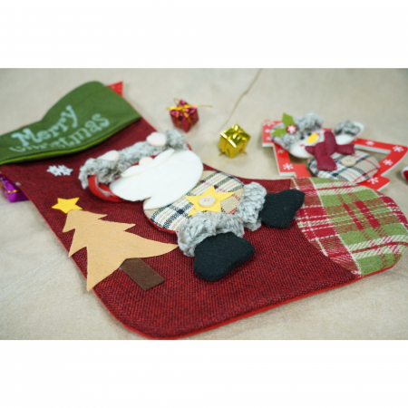 Ciorap Cadouri,Flippy, cu model Mos Craciun, rosu, marimea 20x40 cm, textil, interior [3]