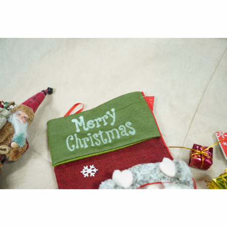 Ciorap Cadouri,Flippy, cu model Mos Craciun, rosu, marimea 20x40 cm, textil, interior [4]