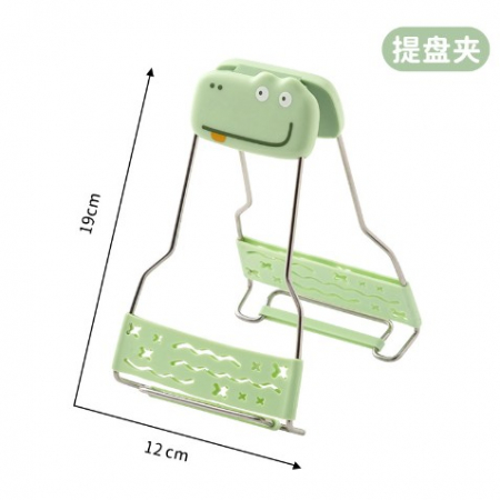 Ustensile de bucatarie - Clema pentru Boluri Creativa, Flippy, Anti-Alunecare, din Silicon, de Uz Casnic, Rezistent la Temperaturi Inalte, Model Animat, 19x12 cm, Verde