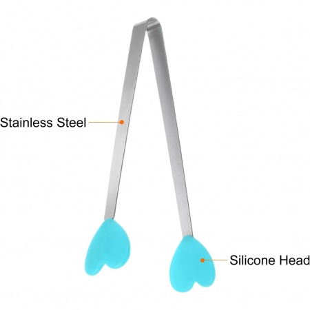 Cleste Creativ pentru Mancare, Flippy, Model Inimioare din Silicon, 14.5x3 cm, Rezistent la Temperaturi Inalte si Coroziune, Albastru [4]