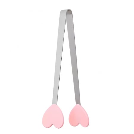 Ustensile de bucatarie - Cleste Creativ pentru Mancare, Flippy, Model Inimioare din Silicon, 14.5x3 cm, Rezistent la Temperaturi Inalte si Coroziune, Roz