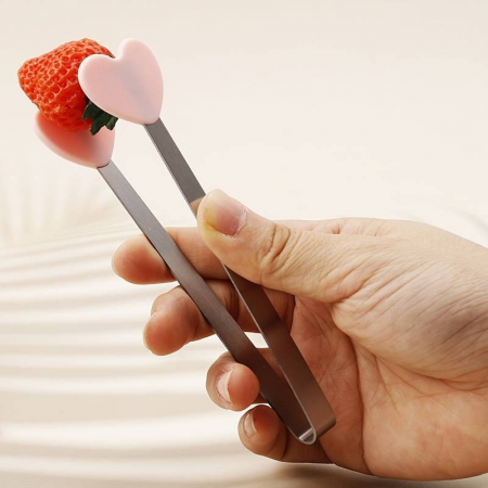 Cleste Creativ pentru Mancare, Flippy, Model Inimioare din Silicon, 14.5x3 cm, Rezistent la Temperaturi Inalte si Coroziune, Roz [3]