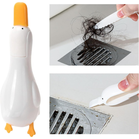 Cleste Multifunctional, Flippy, 2in1, Cleste pentru Parul Cazut si Mini Racleta pentru Depuneri, din ABS, Model Rata, Alb [4]