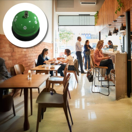 Clopotel Metalic Multifunctional, Flippy, Verde cu Imprimeu Labuta Alba, 7.5x7.5x6.5 cm, Dresaj, Receptie, Restaurante [2]