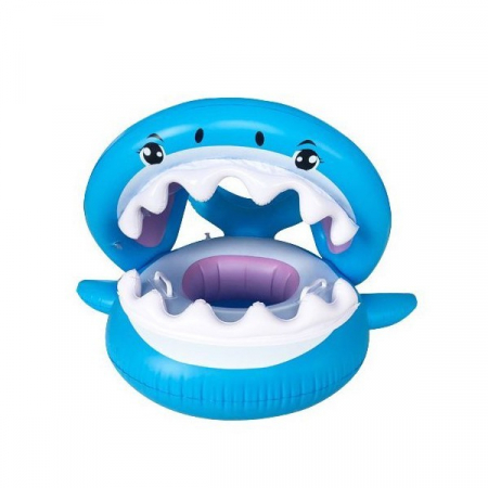 Jucarii, Copii & Bebe - Colac de inot gonflabil pentru copii, Albastru, Model Rechin, 90 cm, Flippy