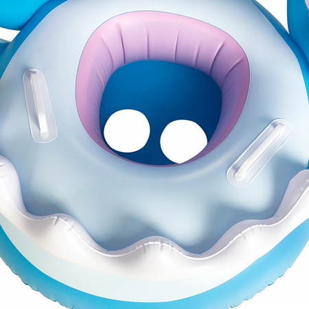 Colac de inot gonflabil pentru copii, Albastru, Model Rechin, 90 cm, Flippy [3]