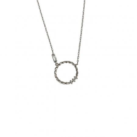 Bijuterii argint - Colier Argint 925, Cerc Rasucit cu Zirconii 41 cm