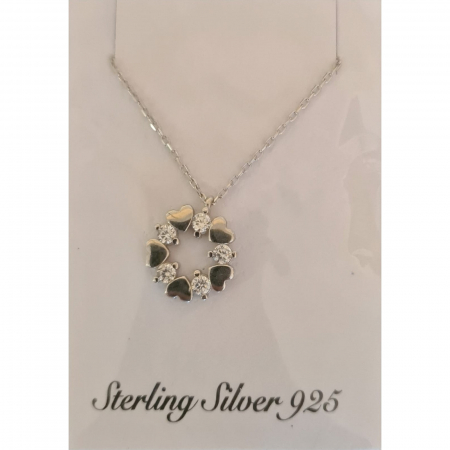 Coliere - Colier Argint 925 Coronita din 5 Inimi, cu Zirconiu, Alb