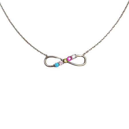 Cadouri și petreceri - Colier Argint 925, Infinit cu Zirconii Multicolore 40 cm