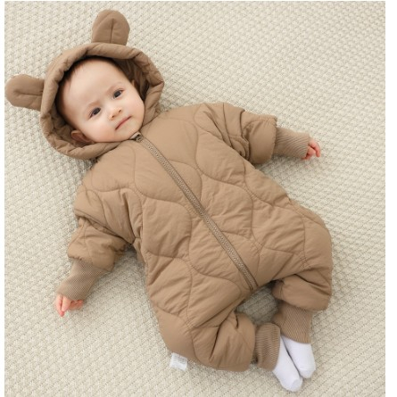 Articole copii - *LICHIDARE STOC* Combinezon de Iarna, Flippy, pentru Bebelusi, din Bumbac, cu Urechi, Mansete Elastice, Unisex, 73 cm, Maro