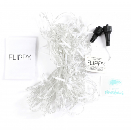 Componenta Instalatie de Craciun Flippy® Tip Franjuri, 8 jocuri de lumini Sectiune 5 m, 143 LED-uri, Interconectabila, Fir Transparent, Alb Rece, Nu contine Transformator ! [4]