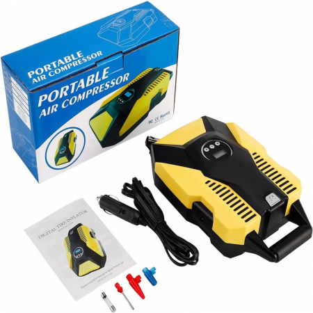 Pentru Casa si Camping - Compresor de aer auto 3 in 1, 12V DC-150 Psi, Putere nominala 120W, Display digital, lumina LED, Cablu de alimentare 3.5m