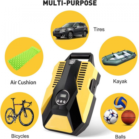 Compresor de aer auto 3 in 1, 12V DC-150 Psi, Putere nominala 120W, Display digital, lumina LED, Cablu de alimentare 3.5m [1]