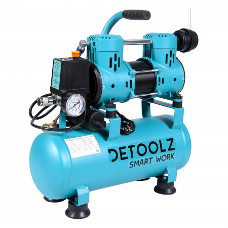 Compresor fara ulei Detoolz 880 W, 80 l/min, 9 L, 8 bari [0]