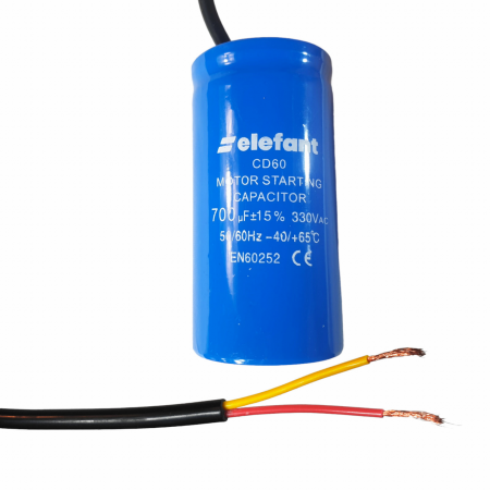 Condensatori - Condensator cu fire CD60 700µF 50x100mm 330V, Elefant