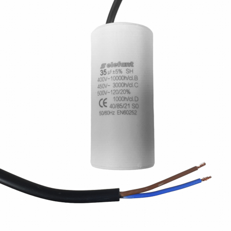 Sub 99 Lei - Condensator cu fire CBB60 35µF 45x95mm 450V, Elefant