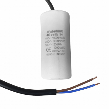 Generatoare si motoare - Condensator cu fire CBB60 40µF 45x95mm 450V, Elefant