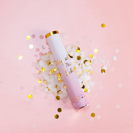 Lichidare stoc - Lichidare de stoc Confetti Petrecere, Flippy, Alb cu Auriu, Lungime 30 cm