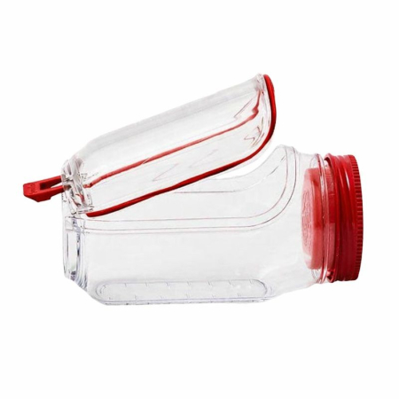 Casă și camping - Container Caserola pentru Salata,, Flippy, Borcan pentru Salata, din PP, Gradat in ml, 1L, 19 x 10 x 10 cm, Capac Rosu, Transparenta