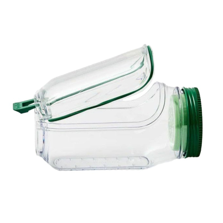 Casă și camping - Container Caserola pentru Salata,, Flippy, Borcan pentru Salata, din PP, Gradat in ml, 1L, 19 x 10 x 10 cm, Capac Verde, Transparenta