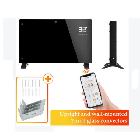 Convector Electric, Flippry, 2000W, Wi-Fi, Termostat, afisaj LED, Touch Screen, Control din Telefon, 82.3x12x45.6 cm, Negru [5]