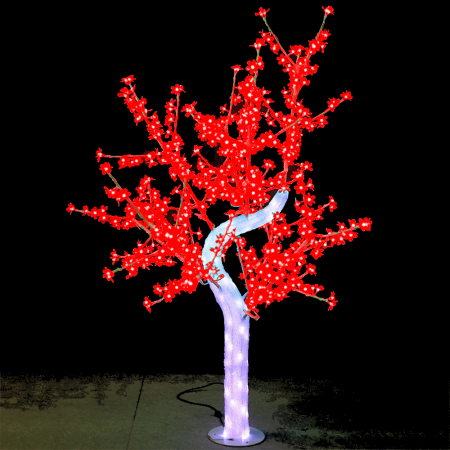 Copac decorativ cu flori de cires, iluminat 684 LED, 180 cm, rosu [0]