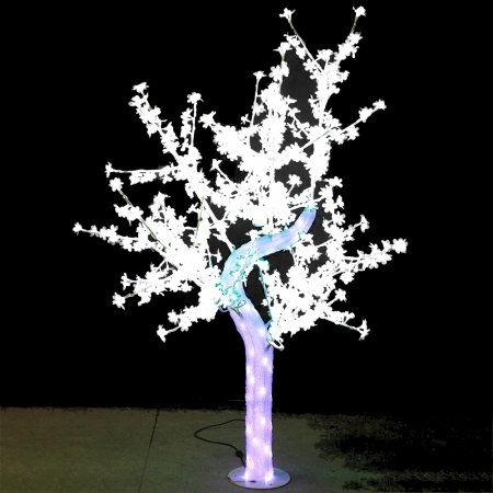 Copac decorativ cu flori de cires, iluminat 684 LED, 180 cm, alb rece [0]
