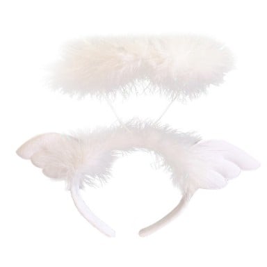 Accesorii Petrecere - Coronita de Ingeras pentru Copii, Flippy, Bentita cu Aura, Marime Universala, Alba